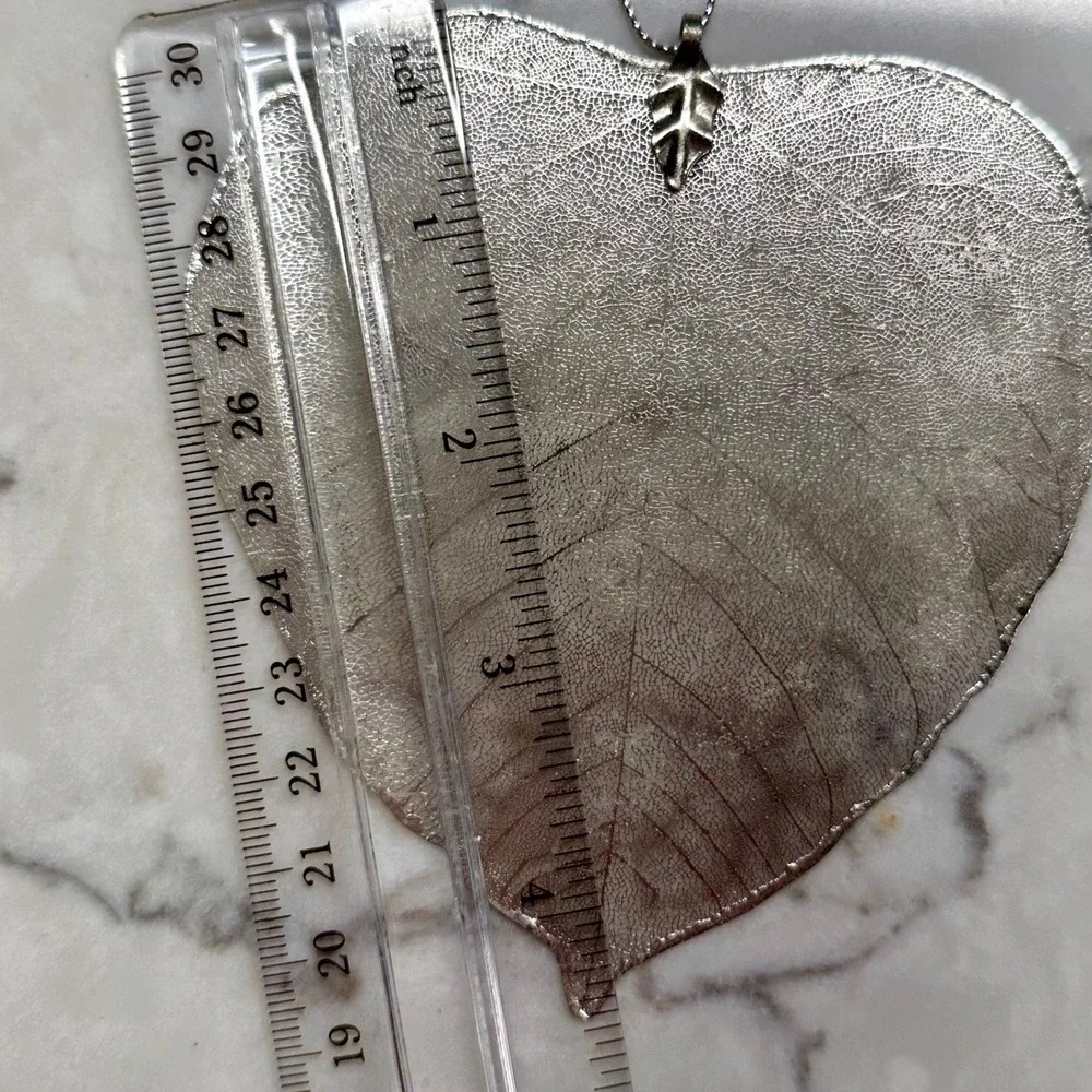 Silver Plated Aspen Leaf‎ Ornament Delicate Nature Inspired Skeleton Leaf